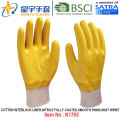 Algodón Interlock Shell Nitrile guantes de trabajo de seguridad recubiertos (N1705)